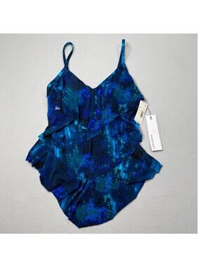 Magicsuit Women's Hazy Daze Rita V-Neck Tankini Top, blue 12 $132